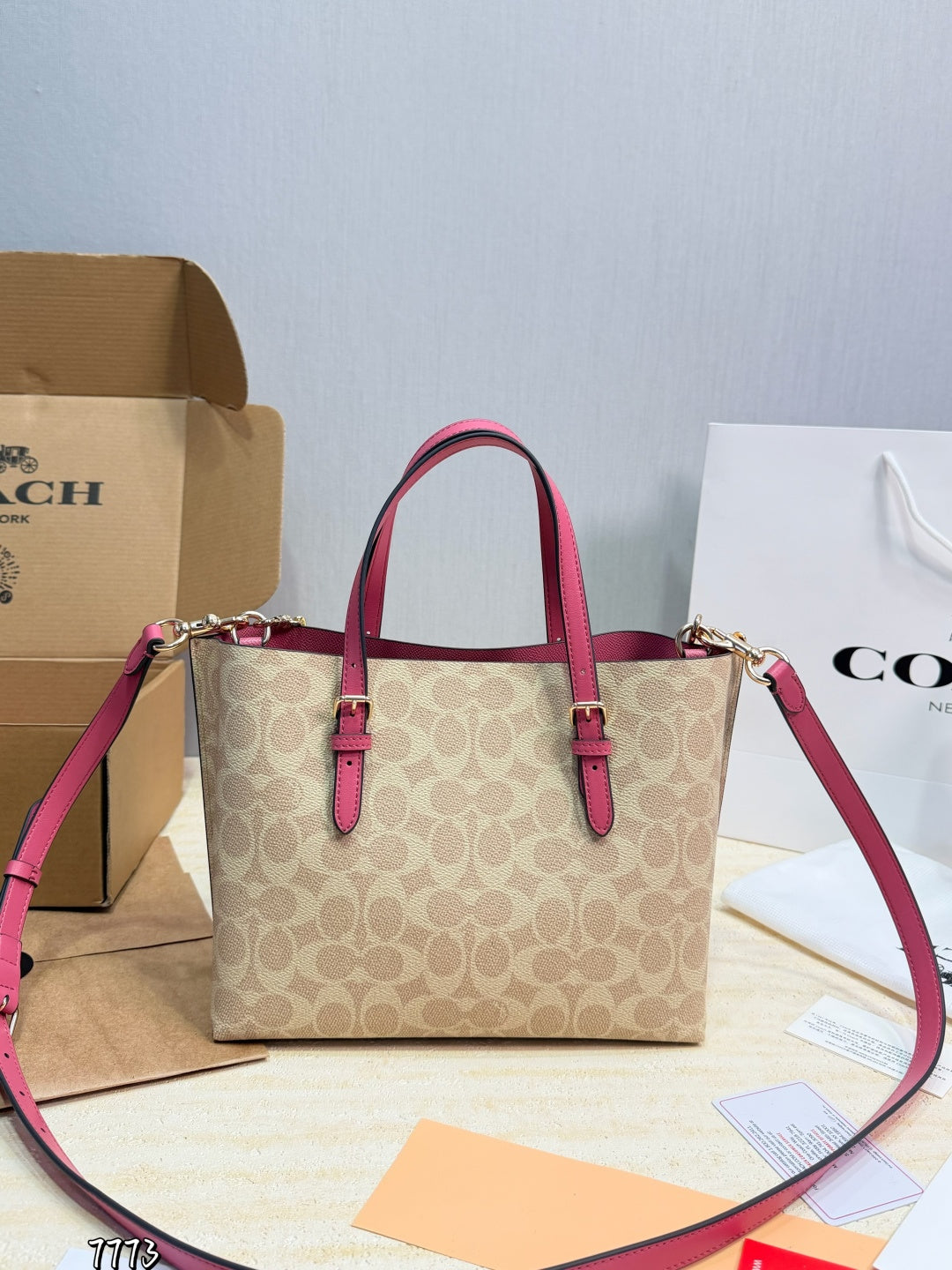 Beige and Pink Handbag (Inspired Design)