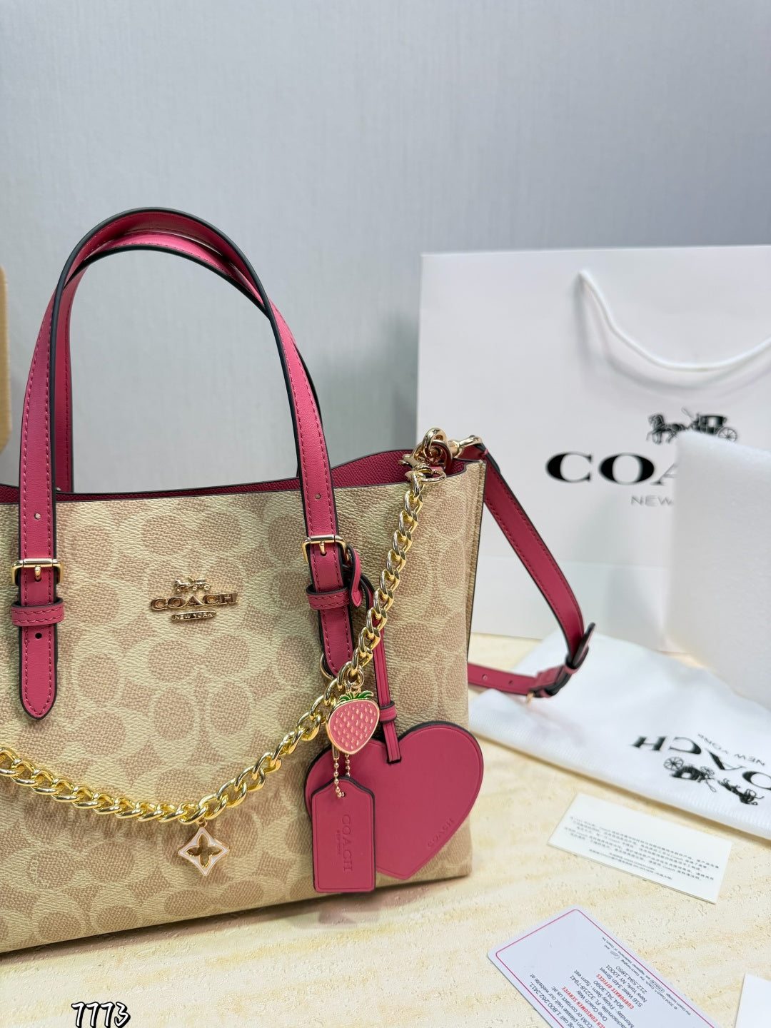 Beige and Pink Handbag (Inspired Design)