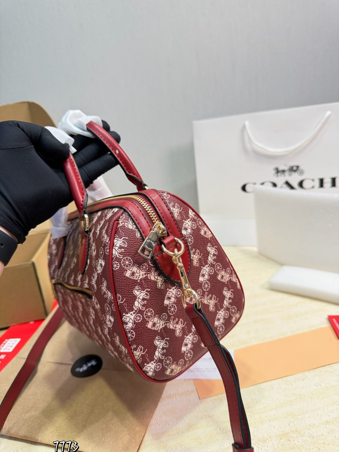 Luxury Red Monogram Mini Handbag (Inspired Design)