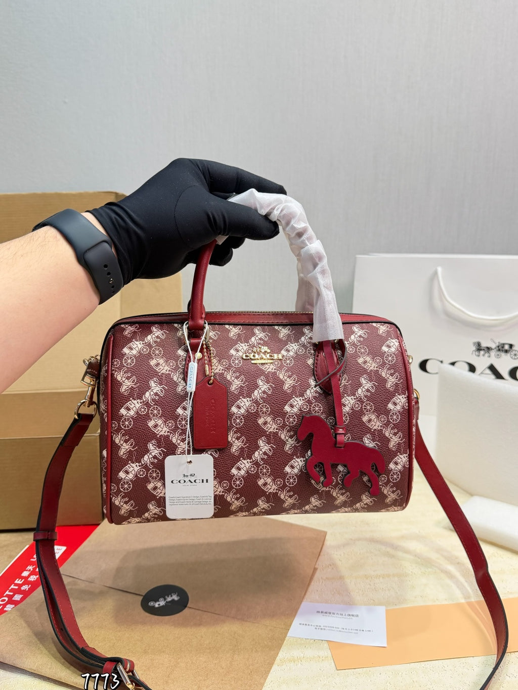 Luxury Red Monogram Mini Handbag (Inspired Design)